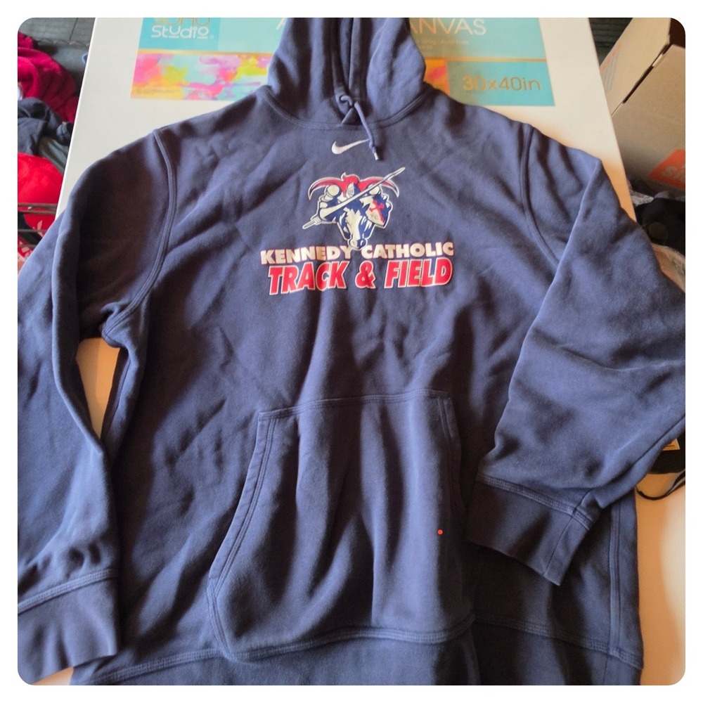 Nike Kennedy Catholic Track & Field Hoodie Navy Blue Mens XL Pullover Sweatshirt
